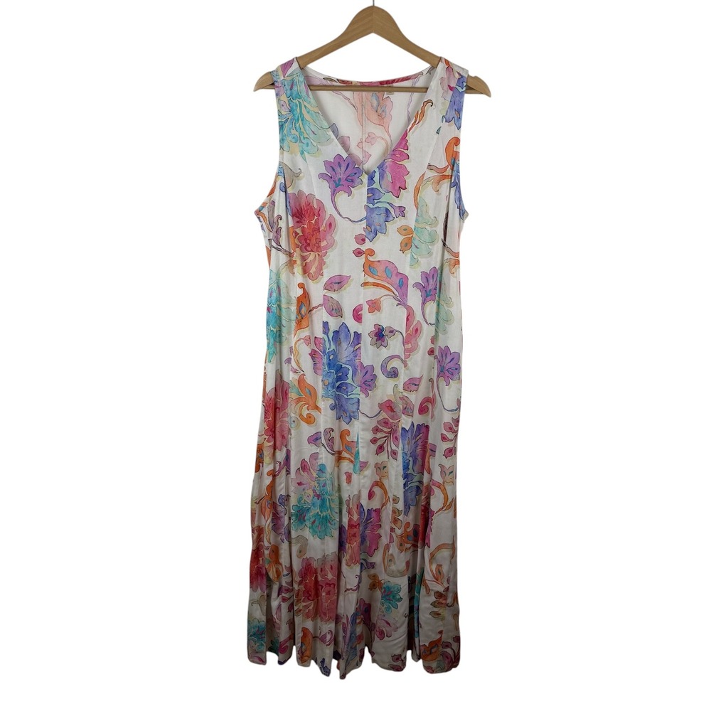 Soft Surroundings Floral Watercolor Flourish Maxi Dress XL Multicolor Flowy - Picture 2 of 12